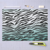Aqua Mint Black Zebra Print Ombre Seidenpapier (Handwerk)