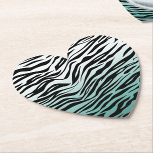 Aqua Mint Black Zebra Print Ombre Untersetzer