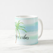 Aqua Mint Blaue Streifen Tropischer Palmenbaum Kaffeetasse (VorderseiteRechts)