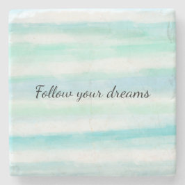 Aqua Mint Blue White Wassercolor Streifen Steinuntersetzer