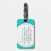 Aqua Mint Blume Polka Punkte genannt Gepäckanhänge Gepäckanhänger (Rückseite vertikal)