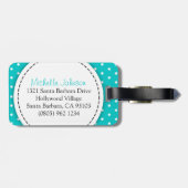 Aqua Mint Blume Polka Punkte genannt Gepäckanhänge Gepäckanhänger (Rückseite horizontal)