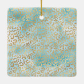 Aqua Mint Cream Gold Leopard Glitzer Traumstrecke  Keramikornament (Rückseite)