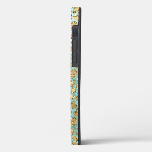 Aqua Mint Gold Glitz Glitzer Leopard        Case-Mate iPhone Hülle (Rückseite / Links)