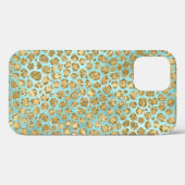 Aqua Mint Gold Glitz Glitzer Leopard Case-Mate iPhone Hülle (Rückseite (Horizontal))