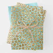Aqua Mint Gold Glitz Glitzer Leopard Geschenkpapier Set (Beispiel)