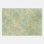 Aqua Mint Gold Glitz Glitzer Leopard Geschenkpapier Set (Vorderseite)
