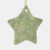 Aqua Mint Gold Glitz Glitzer Leopard Keramik Ornament (Rechts)