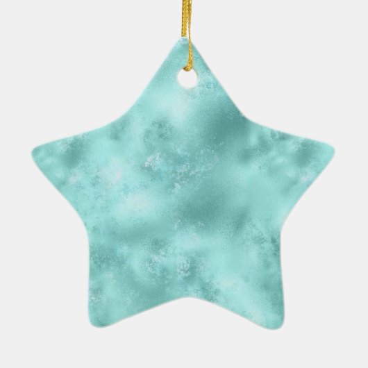Aqua Mint Gold Glitz Glitzer Leopard Keramik Ornament (Hinten)