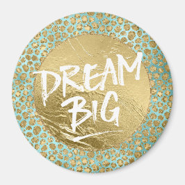 Aqua Mint Gold Glitz Glitzer Leopard Magnet