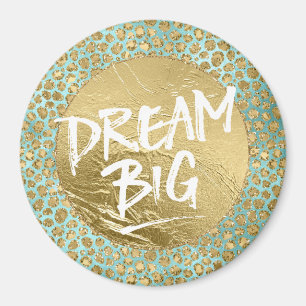 Aqua Mint Gold Glitz Glitzer Leopard Magnet