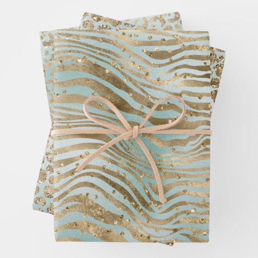 Aqua Mint Gold Glitz Sparkle Geschenkpapier Set (Beispiel)