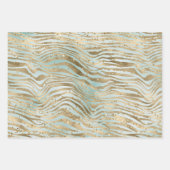 Aqua Mint Gold Glitz Sparkle Geschenkpapier Set (Vorderseite)