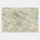 Aqua Mint Gold Glitz Sparkle Zebra Print Geschenkpapier Set (Vorderseite)
