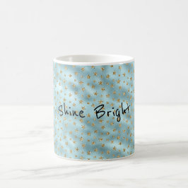 Aqua Mint Gold Glitzer Stars Kaffeetasse