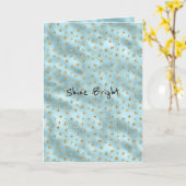 Aqua Mint Gold Glitzer Stars Karte (Gelbe Blume)