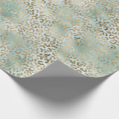 Aqua Mint Gold Leopard Print Geschenkpapier (Ecke)
