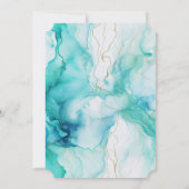 Aqua Mint Gold Weißer Marmor Einladung (Rückseite)