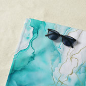 Aqua Mint Gold Weißer Marmor Strandtuch (Beispiel)