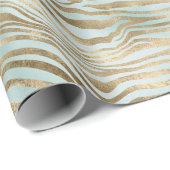 Aqua Mint Gold Zebra Print Geschenkpapier (Rolleneckpunkt)