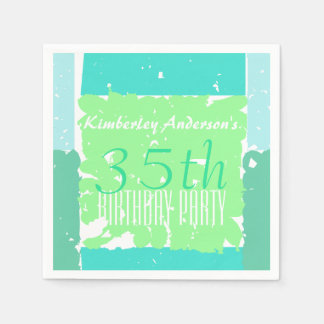 Aqua Mint Green Batik 35. Geburtstag Papierserviet Serviette