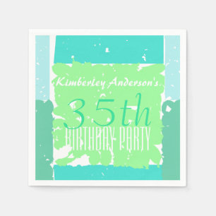 Aqua Mint Green Batik 35. Geburtstagspapier Servie Serviette