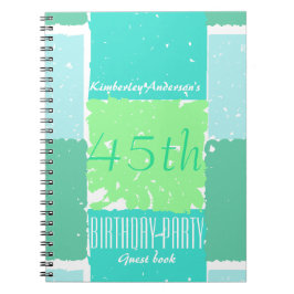 Aqua Mint Green Colors 45. Geburtstags Gästebuch Notizblock