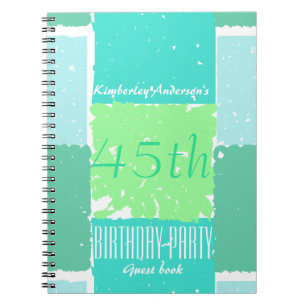 Aqua Mint Green Colors 45. Geburtstags Gästebuch Notizblock
