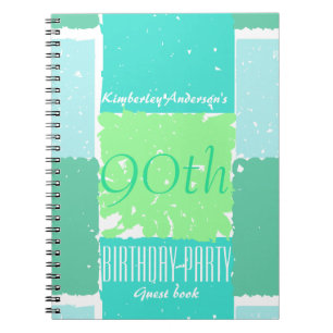 Aqua Mint Green Colors 90. Geburtstags Gästebuch Notizblock