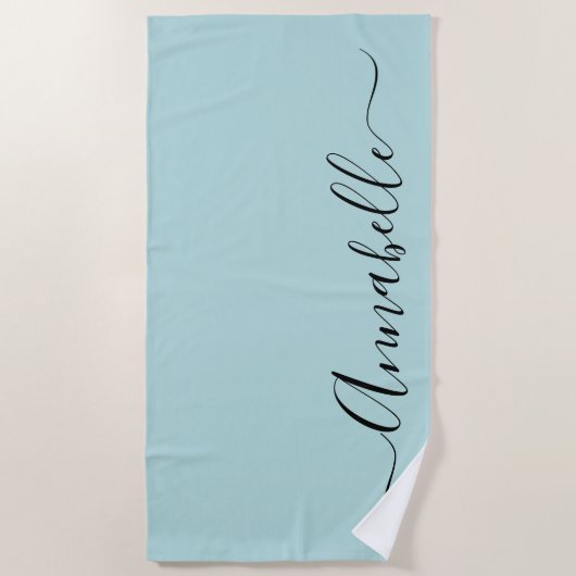 Aqua Mint Green Personalisiert Name Badetuch (Vorderseite)