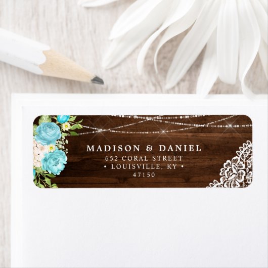 Aqua Mint Rustic Holz String Lights Blumenadresse (Insitu)