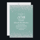 Aqua Mint Silver Diamond Glitzer 30. Geburtstag Einladung<br><div class="desc">Erstellen Sie Ihre eigene elegante Aqua/Mint Party Einladung zum 30. Geburtstag für Frauen mit glitzerndem Glitzer und weißem Kalligraphie/Schriftzeichen. Text und Schriftart sind auf diese Einladung vollständig anpassbar, sodass Sie dies für jedes Alter ändern können. Die Hintergrundfarbe ist ebenfalls anpassbar, sodass Ihre Karte unabhängig vom Party-Farbdesign für Sie angepasst werden...</div>