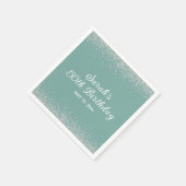 Aqua Mint Silver Diamond Glitzer 50. Geburtstag Serviette (Ecke)