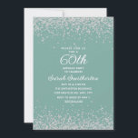 Aqua Mint Silver Diamond Glitzer 60. Geburtstag Einladung<br><div class="desc">Erstellen Sie Ihre eigene elegante aqua/mint 60. Geburtstagsfeier-Einladung für Frauen mit glitzerndem Glitzer und einem weißen Kalligraphie-/Script-Text. Text und Schriftart sind auf diese Einladung vollständig anpassbar, sodass Sie dies für jedes Alter ändern können. Die Hintergrundfarbe ist ebenfalls anpassbar, sodass Ihre Karte unabhängig vom Party-Farbdesign für Sie angepasst werden kann. Kontaktieren...</div>