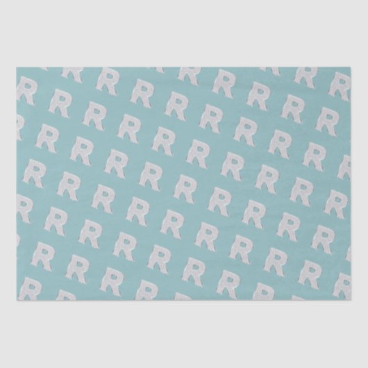Aqua Mint Silver Letter R Seidenpapier (Vorderseite)