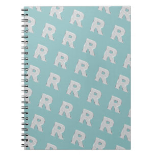 Aqua Mint Silver Monogramm Buchstabe R Notizblock