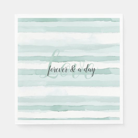 Aqua Mint Stripes Wedding Serviette (Vorderseite)