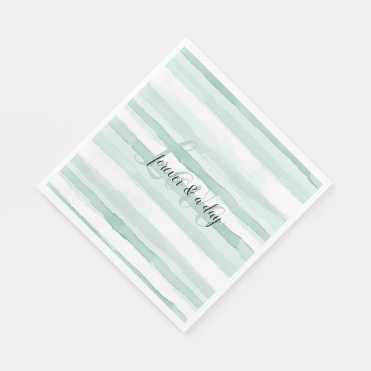 Aqua Mint Stripes Wedding Serviette (Ecke)