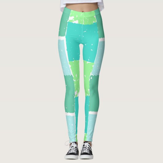 Aqua Mint Trendy Colors Imitate Batik Leggings (Vorderseite)