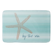 Aqua Mint White Beach Vibes Starfish Badematte (Vorderseite)