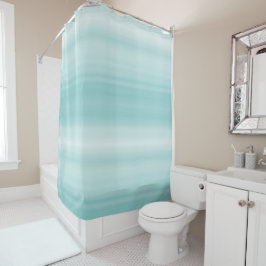 Aqua Mint White Beach Vibes Streifen Duschvorhang