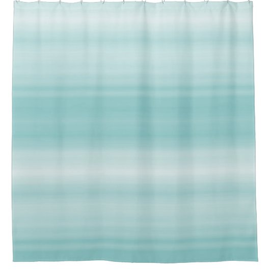 Aqua Mint White Beach Vibes Streifen Duschvorhang (Vorderseite)