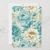 Aqua Mint White Cream Gold Floral Brautparty Einladung (Rückseite)