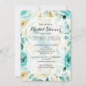 Aqua Mint White Cream Gold Rose Brautparty Einladung (Vorderseite)