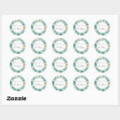 Aqua Mint White Floral Wedding Runder Aufkleber (Blatt)