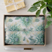 Aqua Mint White Floral Wedding Seidenpapier (Geschenk)