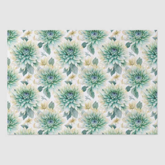 Aqua Mint White Floral Wedding Seidenpapier (Vorderseite)