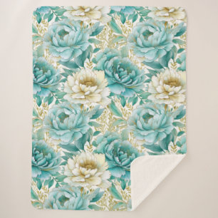 Aqua Mint White Floral Wedding Sherpadecke