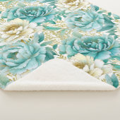 Aqua Mint White Floral Wedding Sherpadecke (3/4)