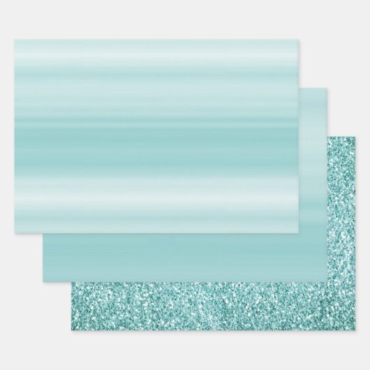 Aqua Mint White Geschenkpapier Set (Set)